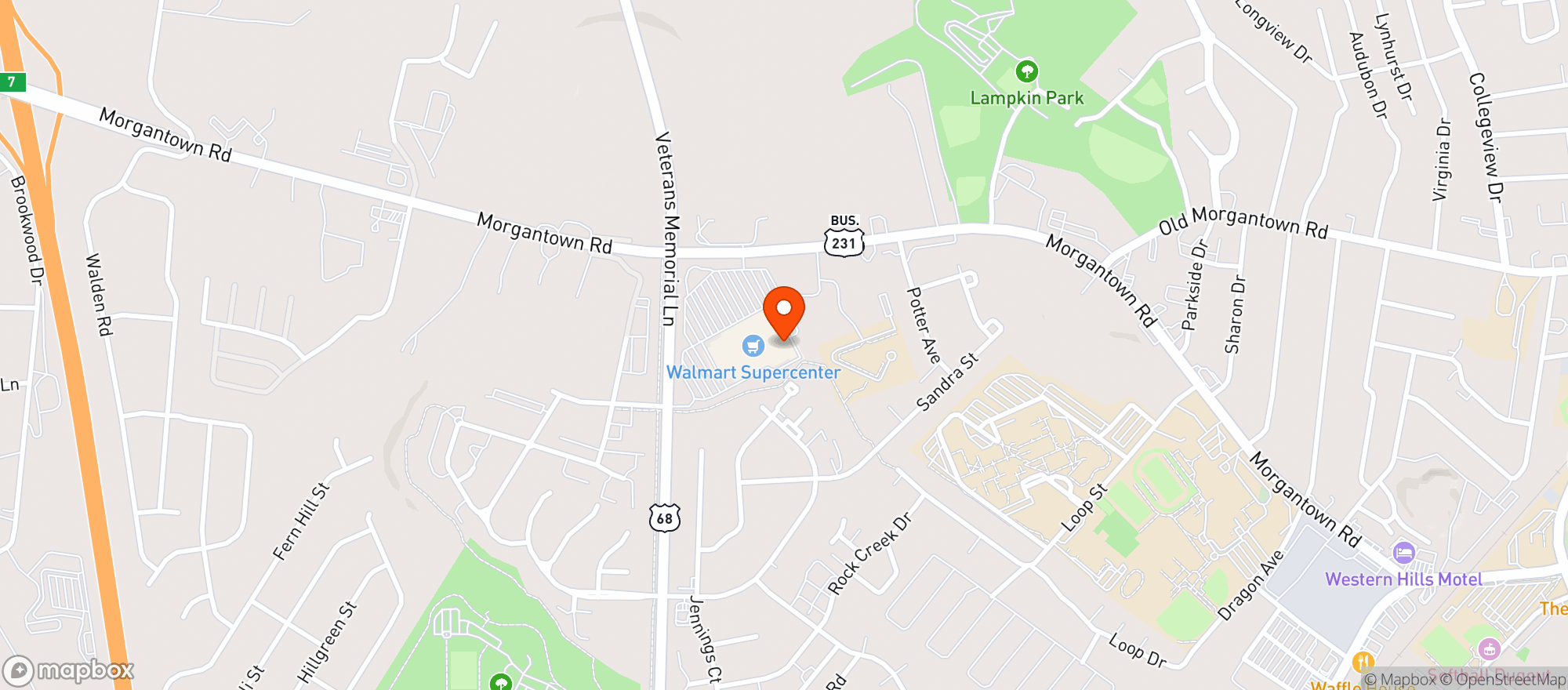 Map showing Walmart