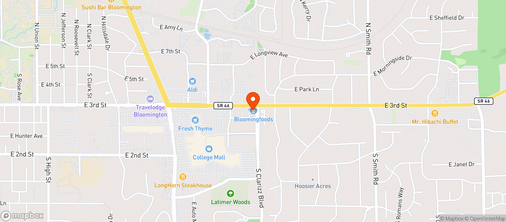 Map showing Bloomington Food Market
