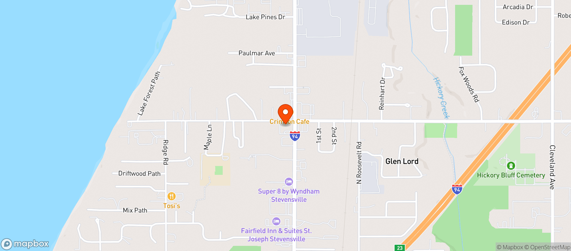 Map showing Coachs Bar And Grill