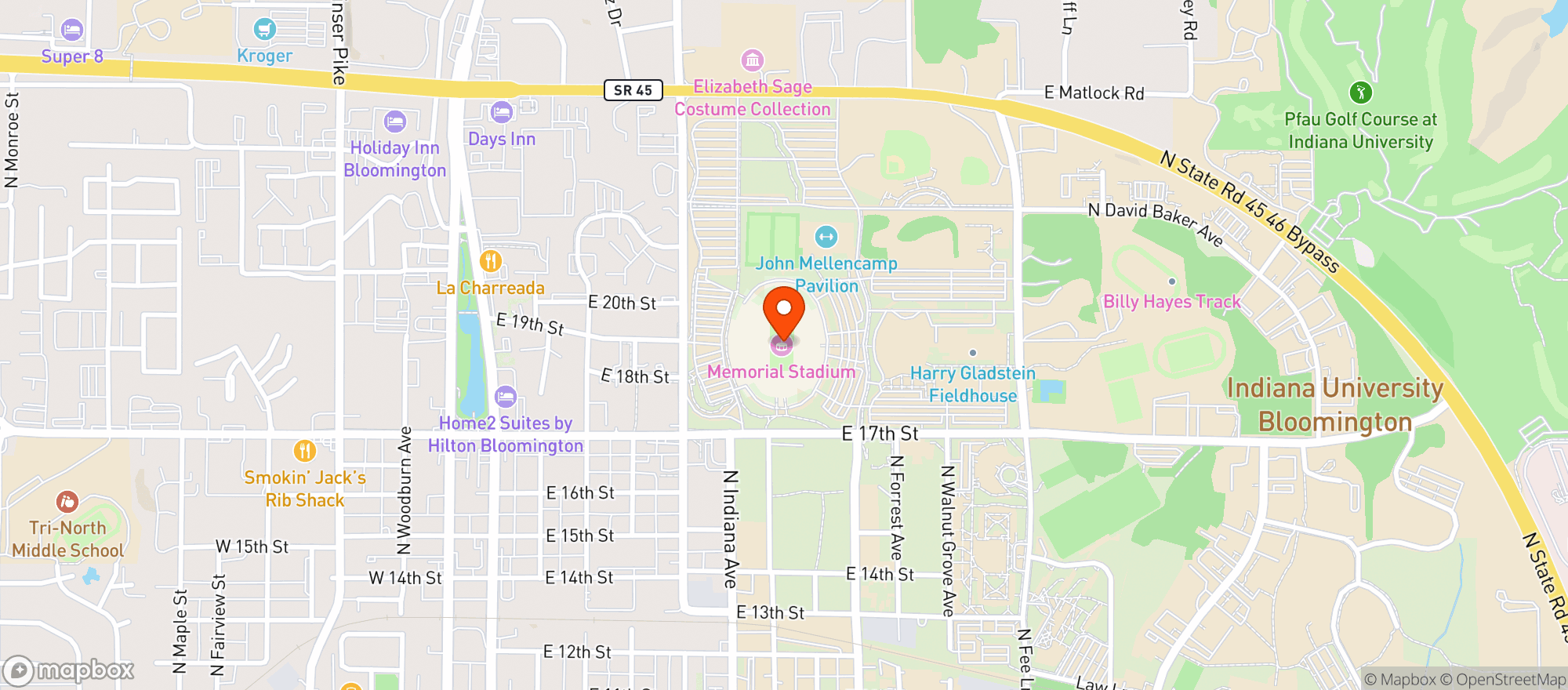 Map showing Memorial Stadium