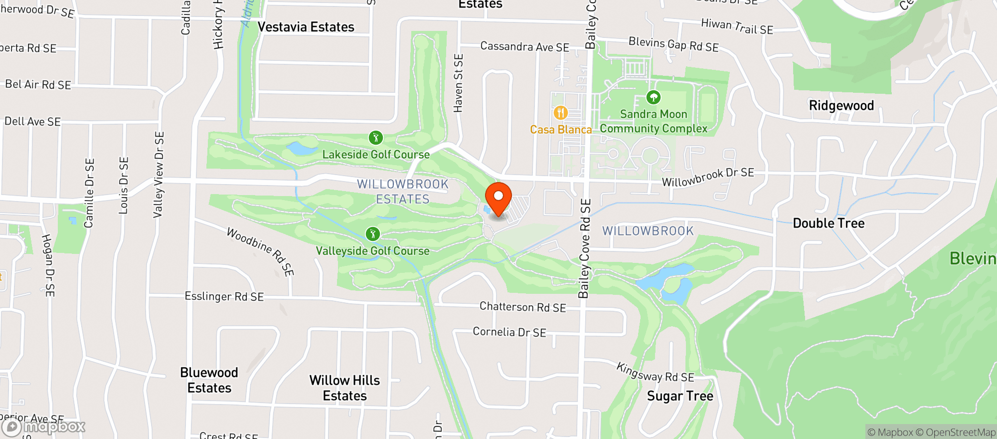 Map showing Valley Hills Country Club
