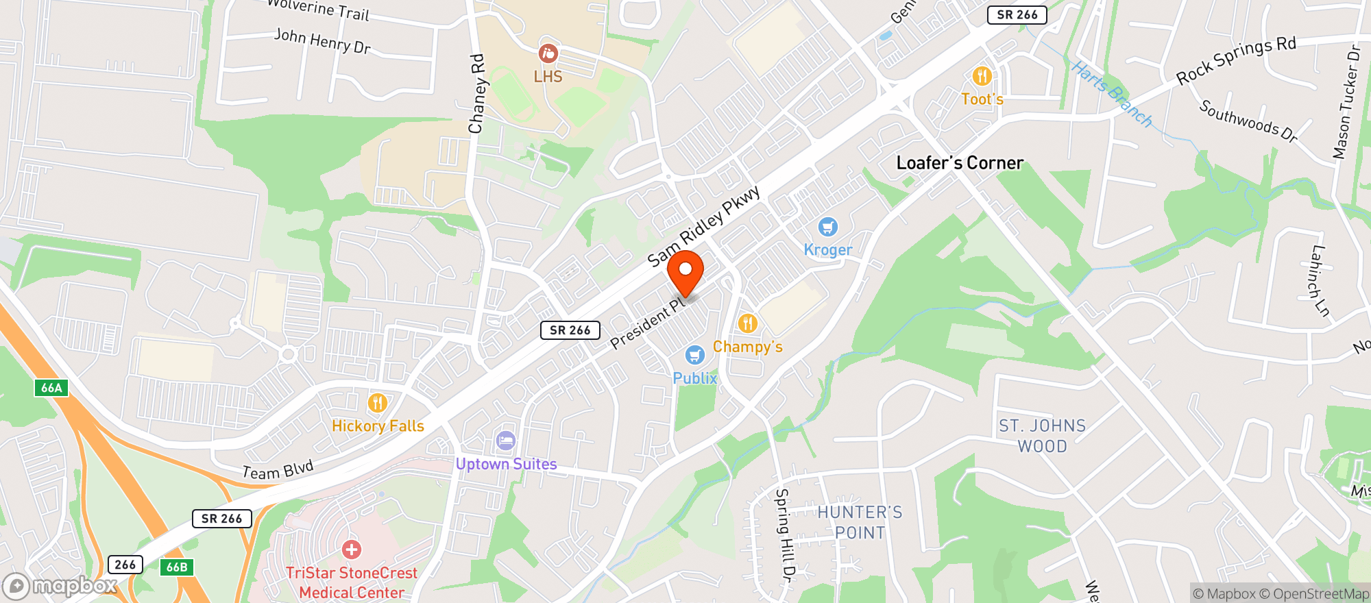 Map showing Parkway Wine And Spirits
