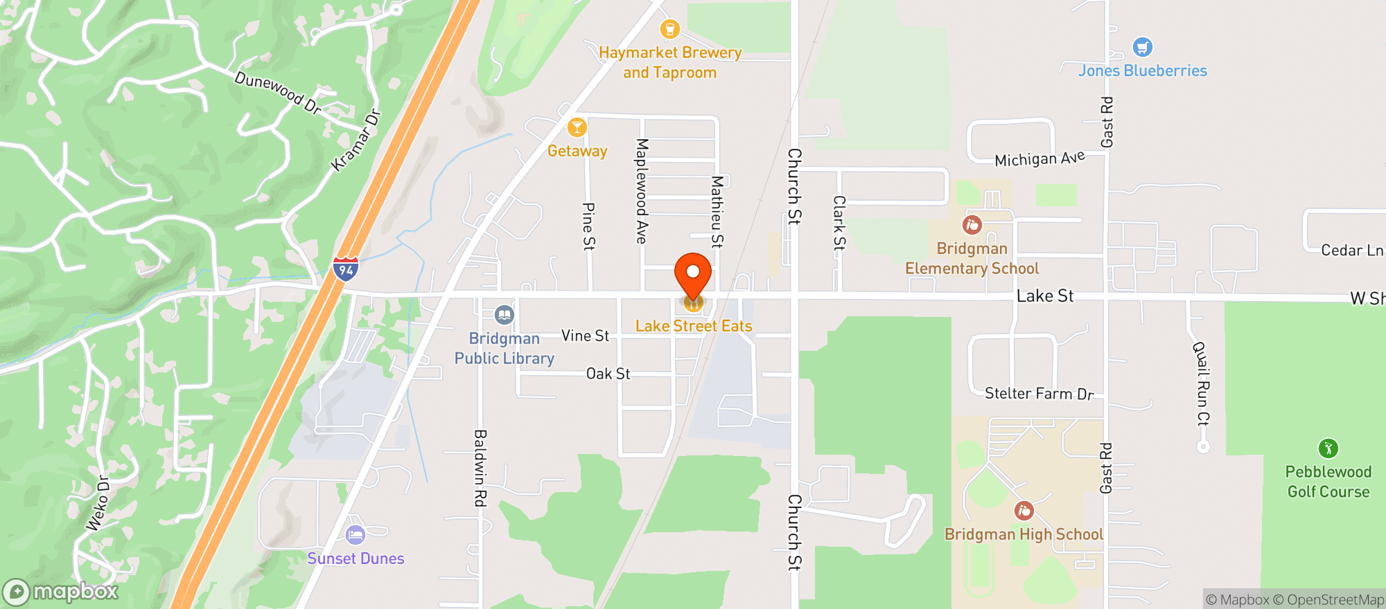 Map showing Lake Street Eats