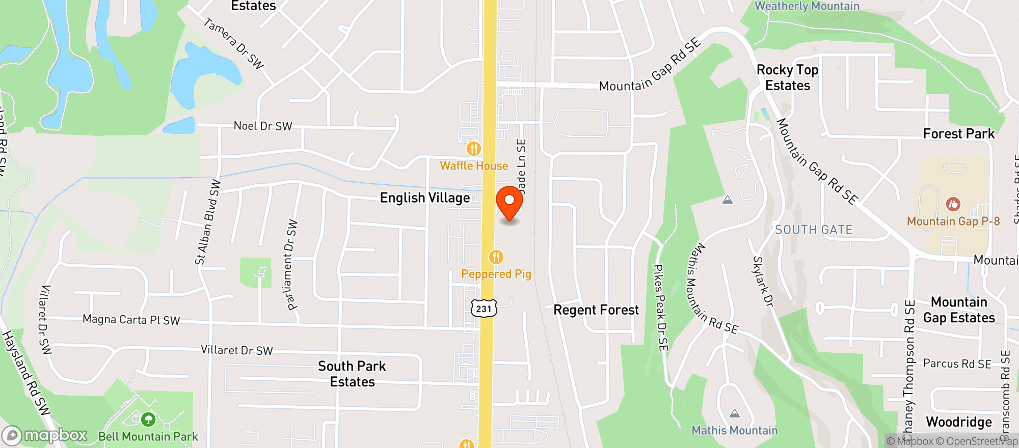 Map showing THE SHOP