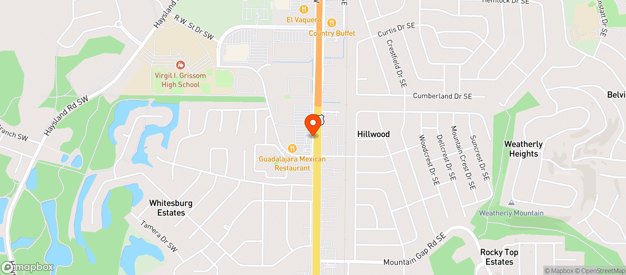 Map showing Guadalajara Mexican Restaurant