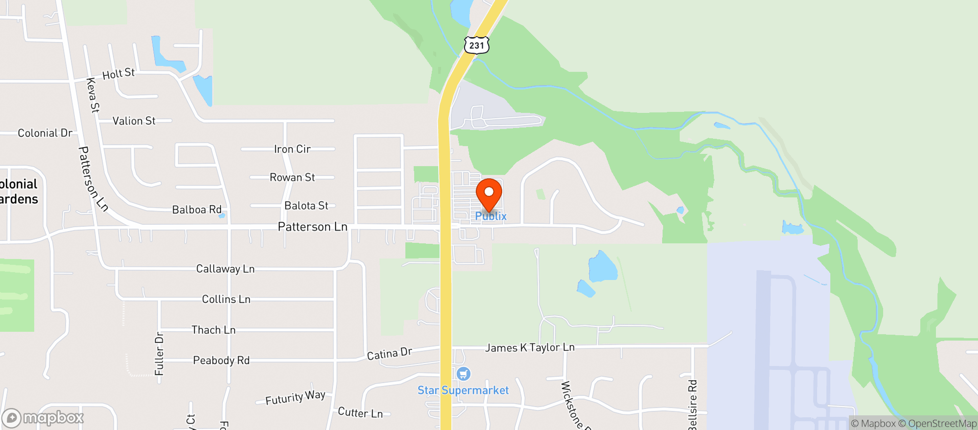 Map showing Publix Super Market #2042