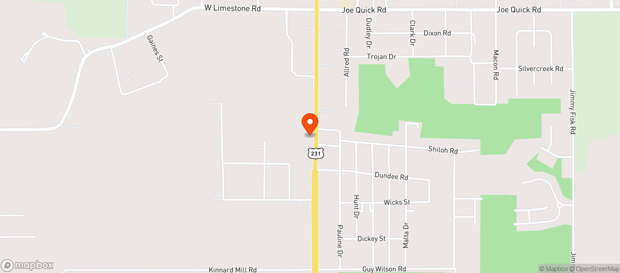 Map showing Hazel Green One Stop