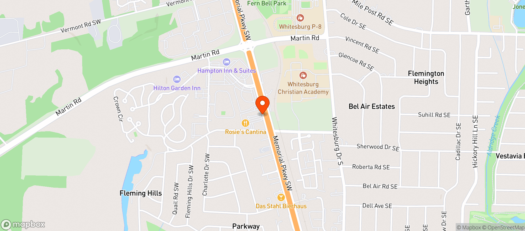 Map showing Rosies Mexican Cantina