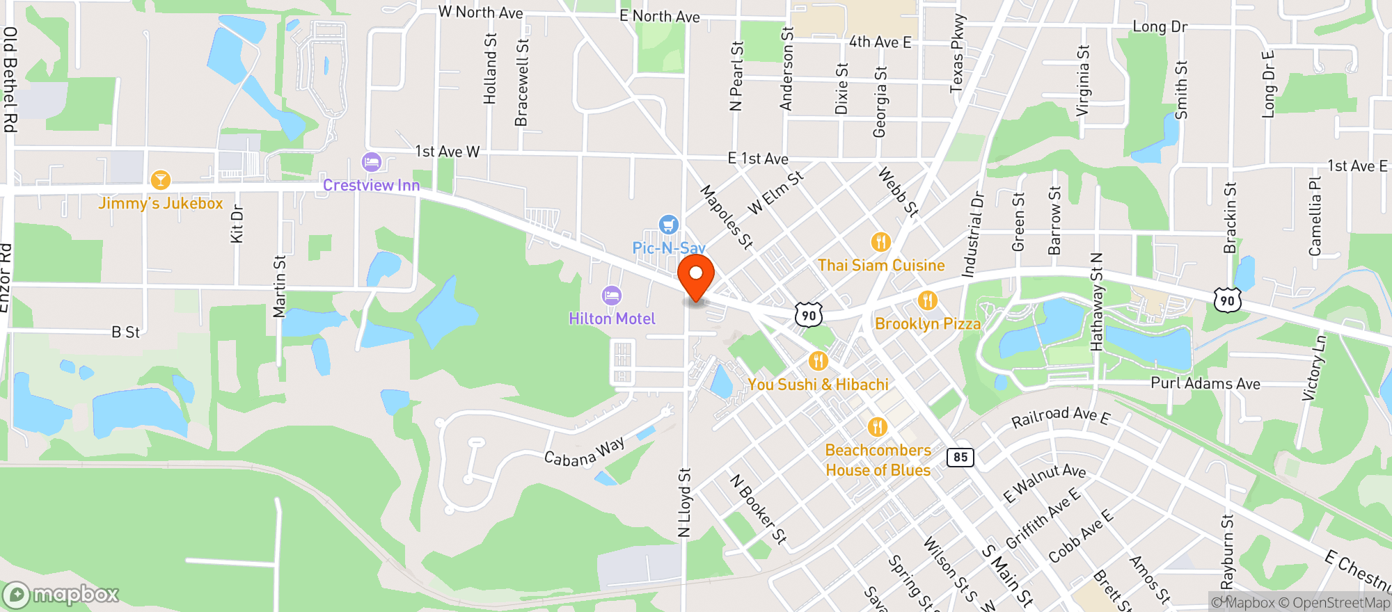 Map showing Sunset Liquors #903