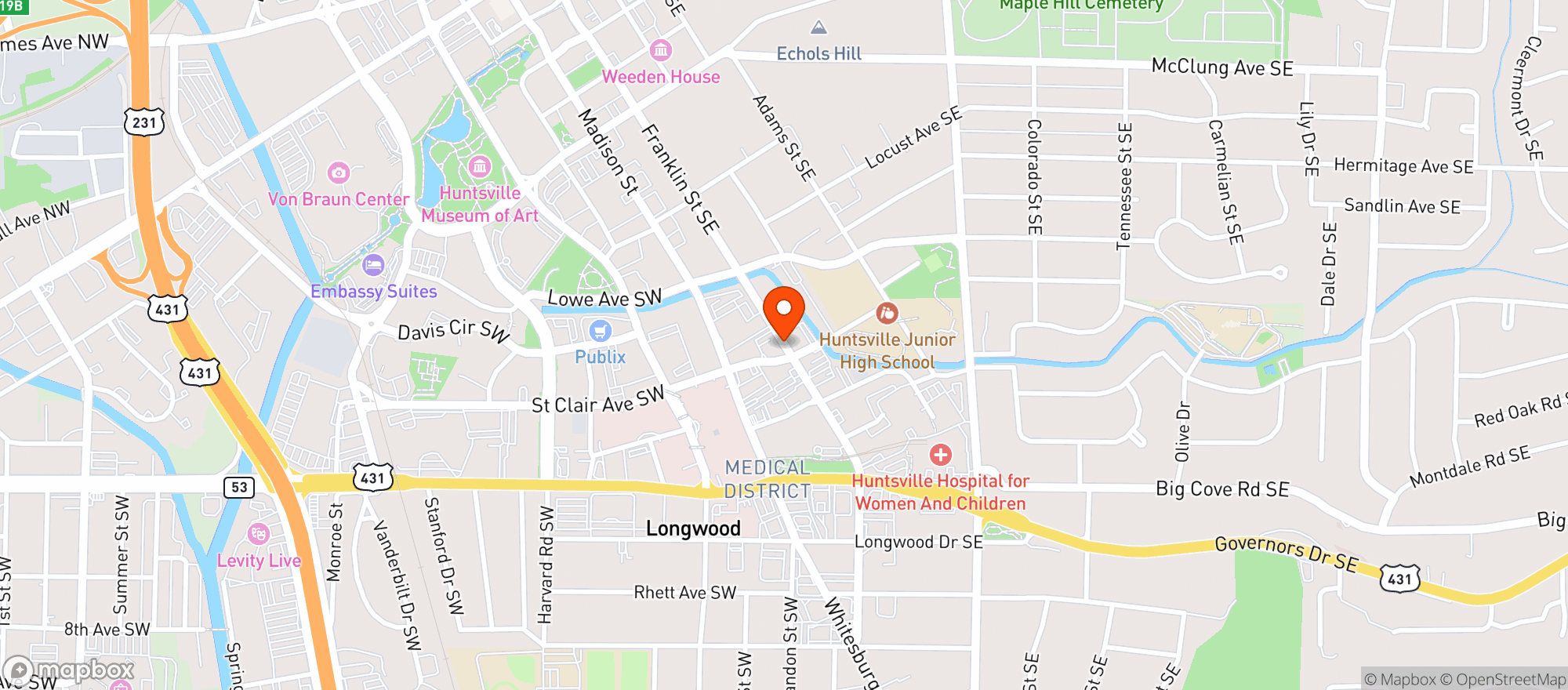 Map showing Elks Lodge