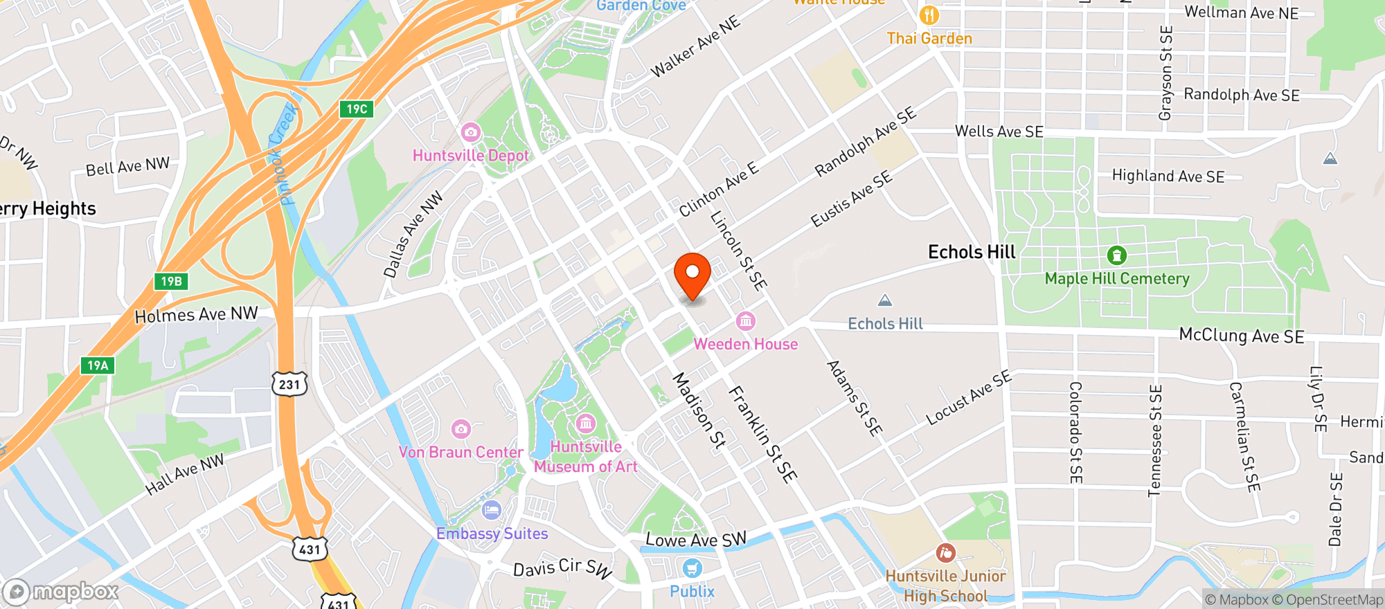 Map showing Green Bus Brewing