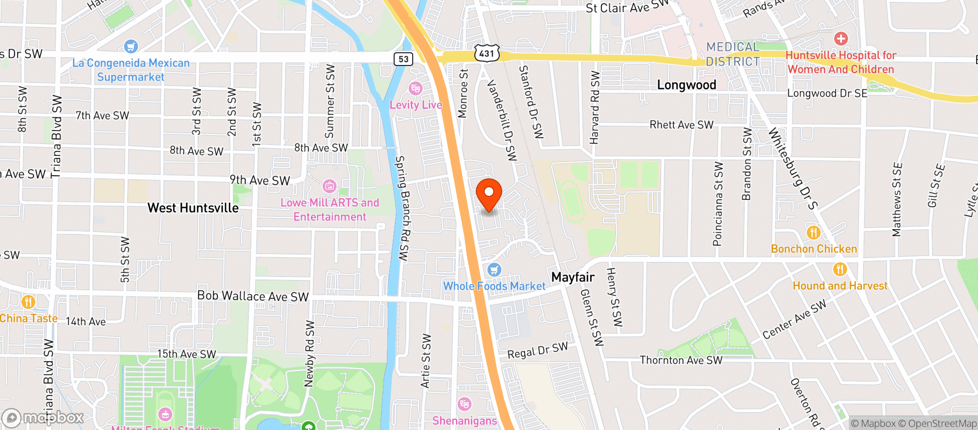 Map showing Bad Daddy's Burger Bar