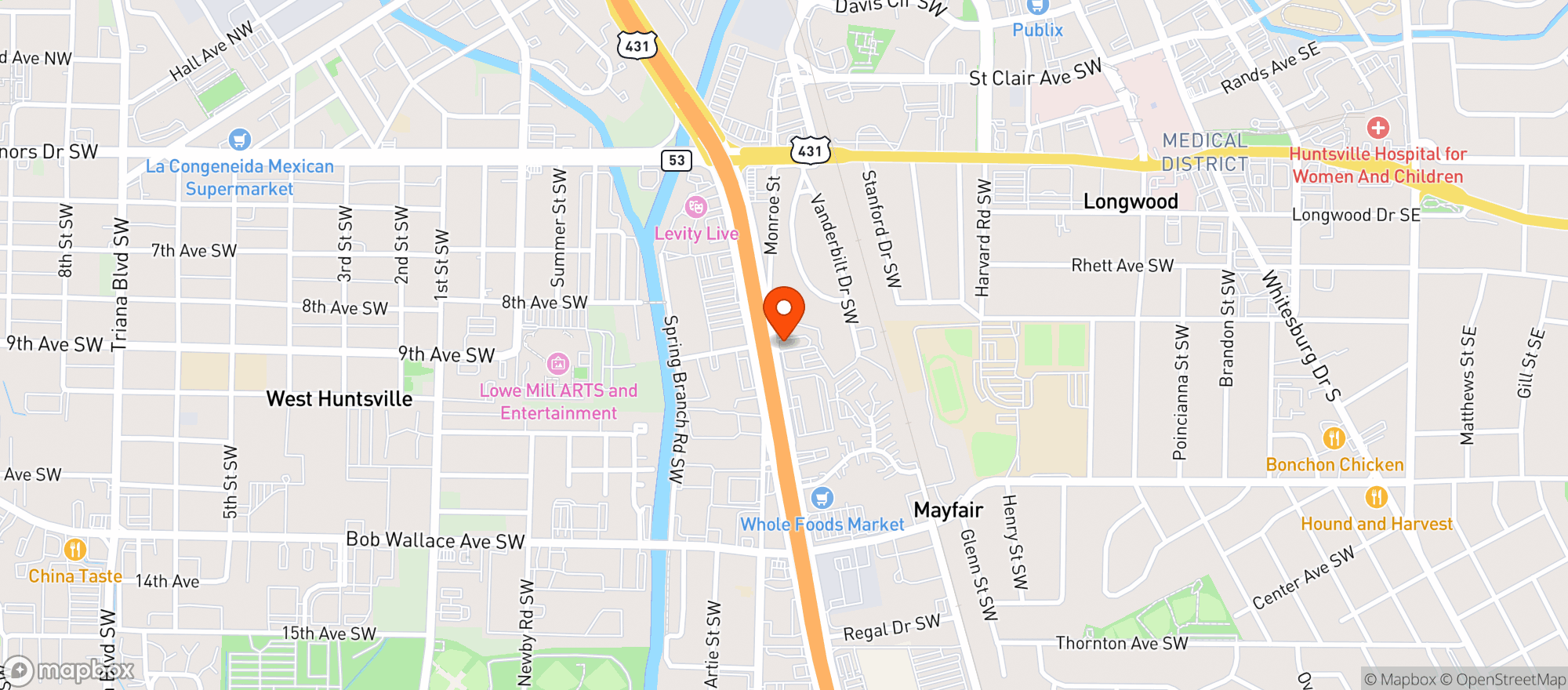 Map showing Baumhower’s Victory Grille