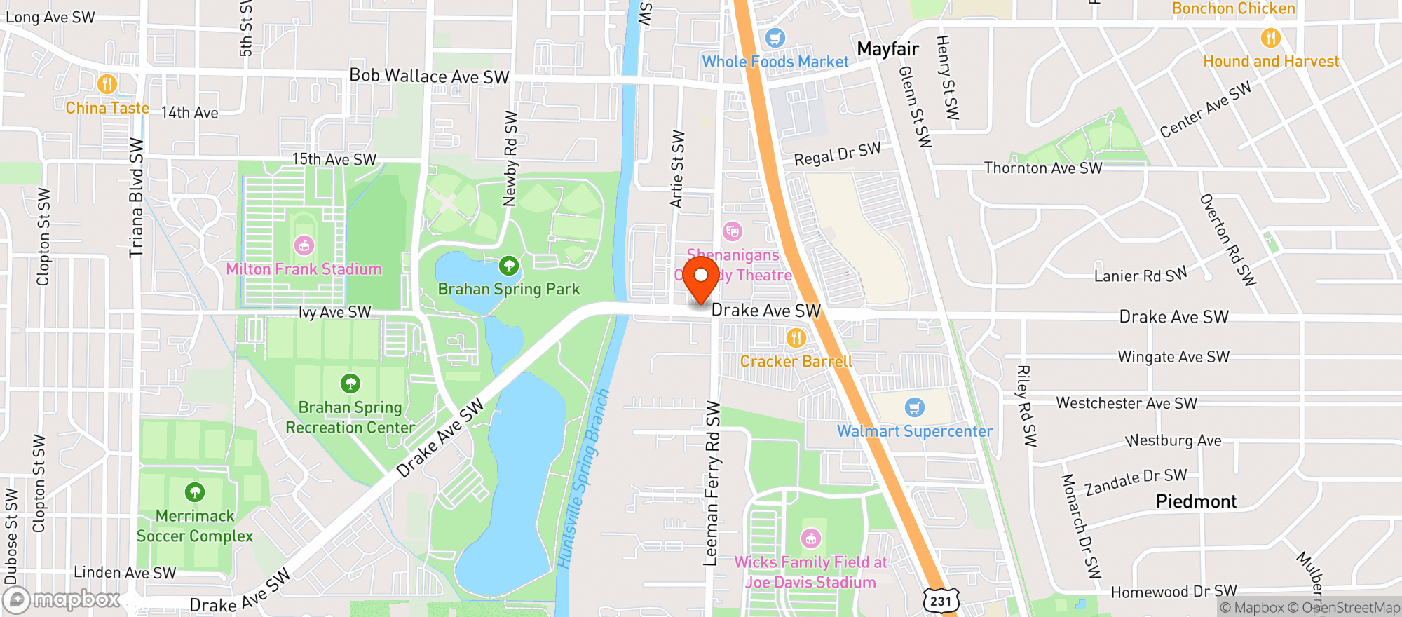 Map showing Tobacco Express & Spirits