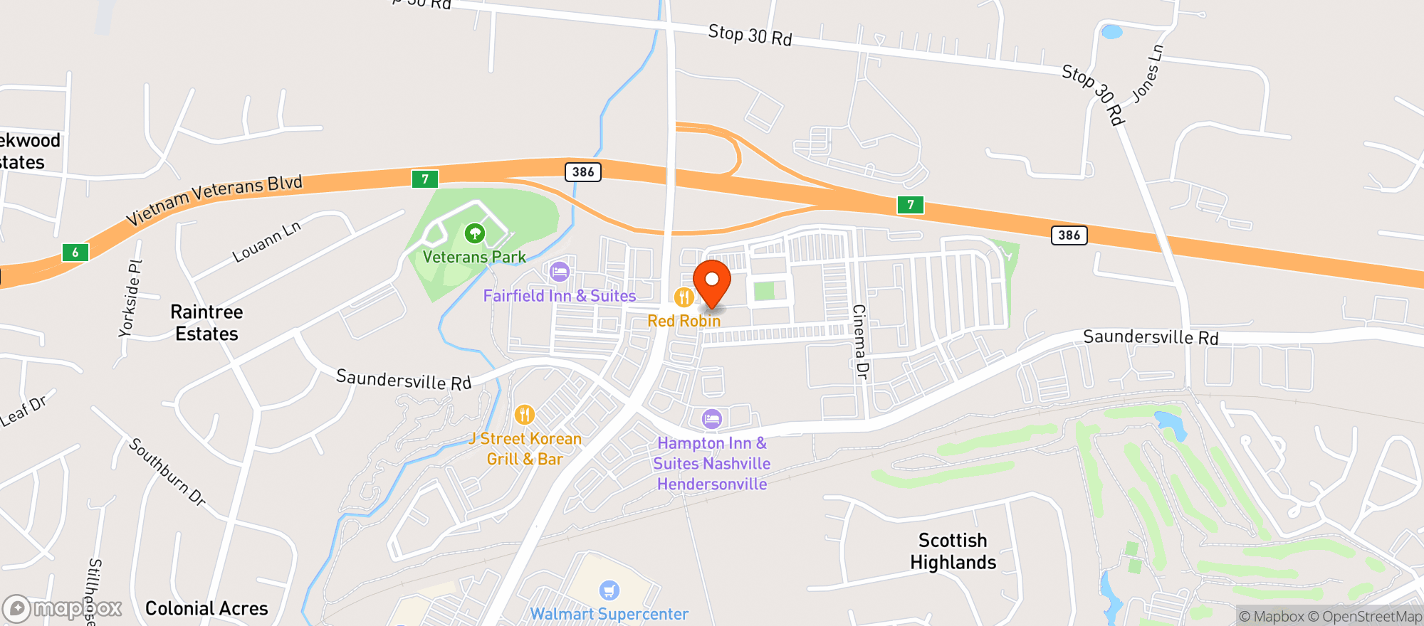 Map showing Sam's Sports Grill