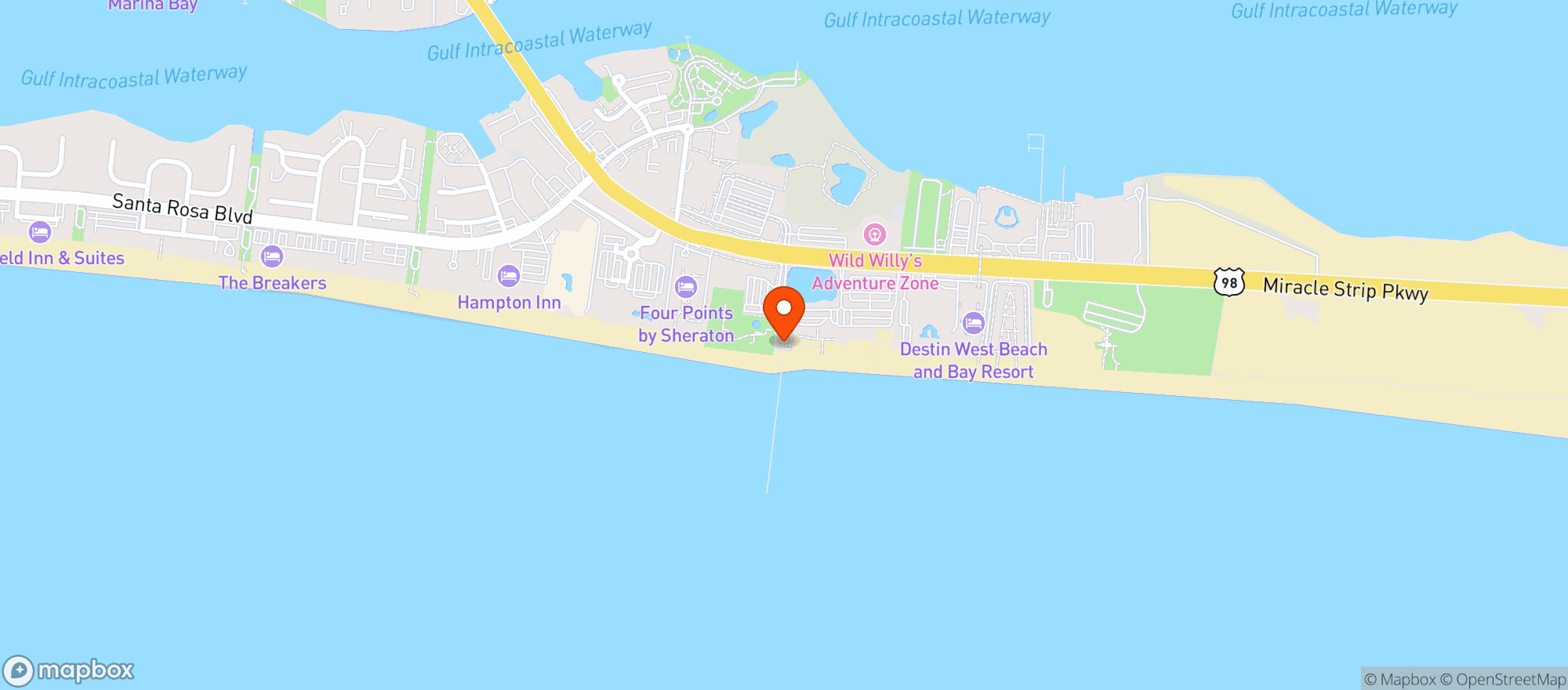 Map showing Anglers Beachside Cafe