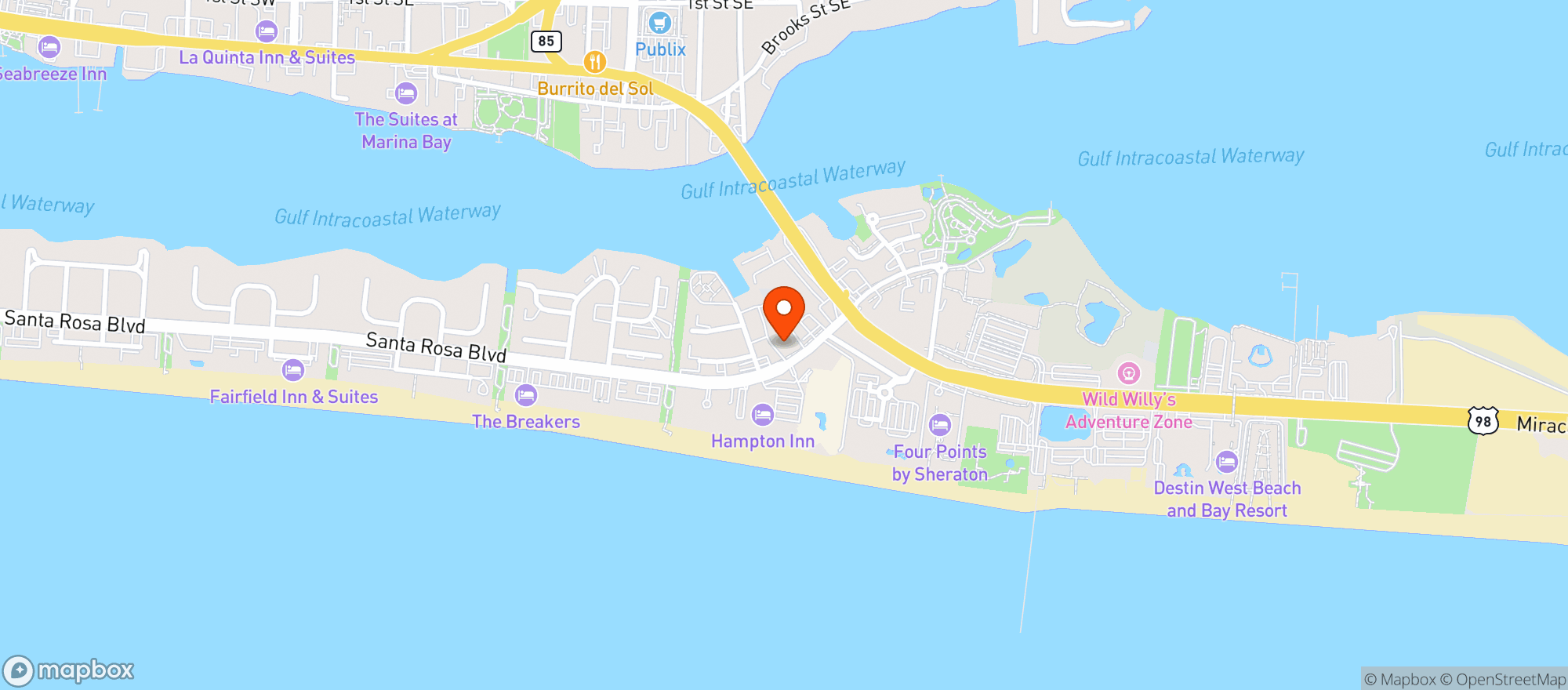 Map showing Cashs Faux Pas