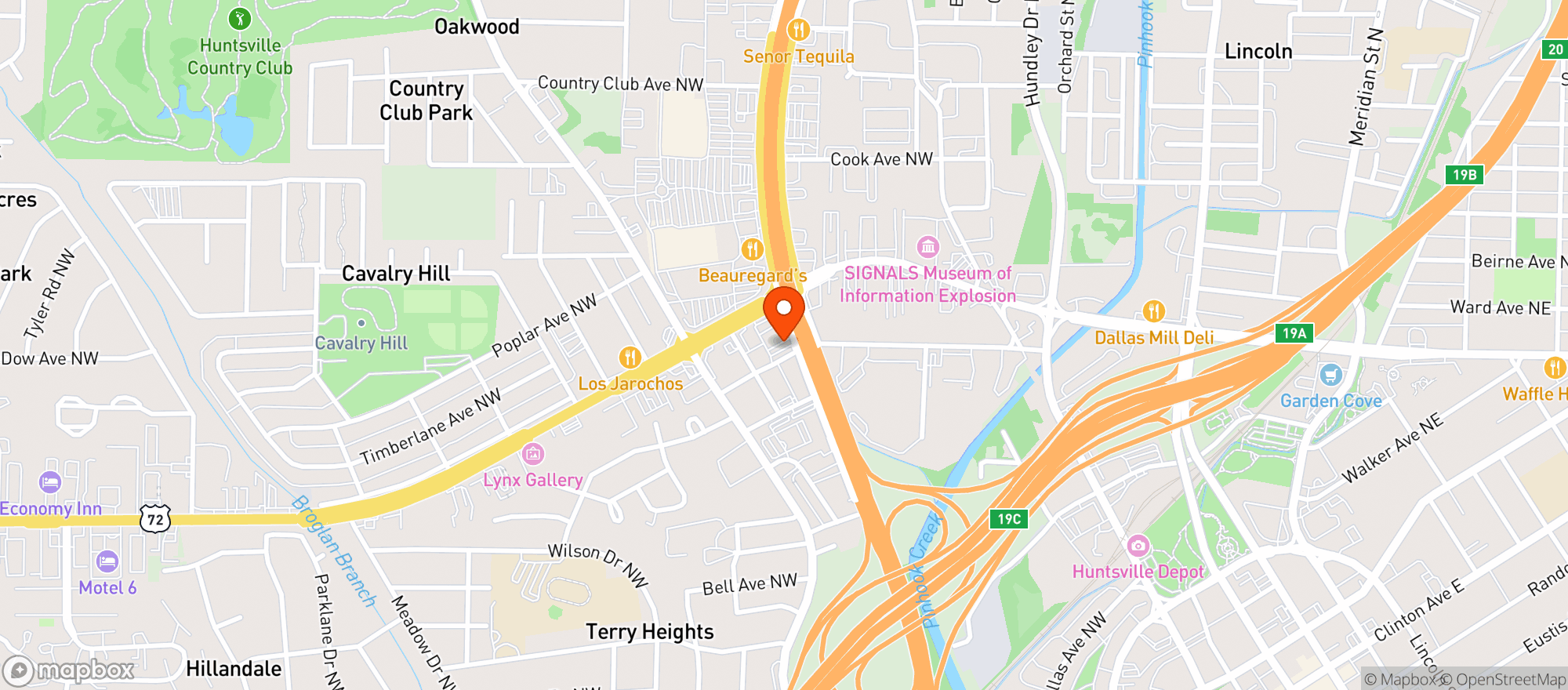 Map showing Big Eds Pizza