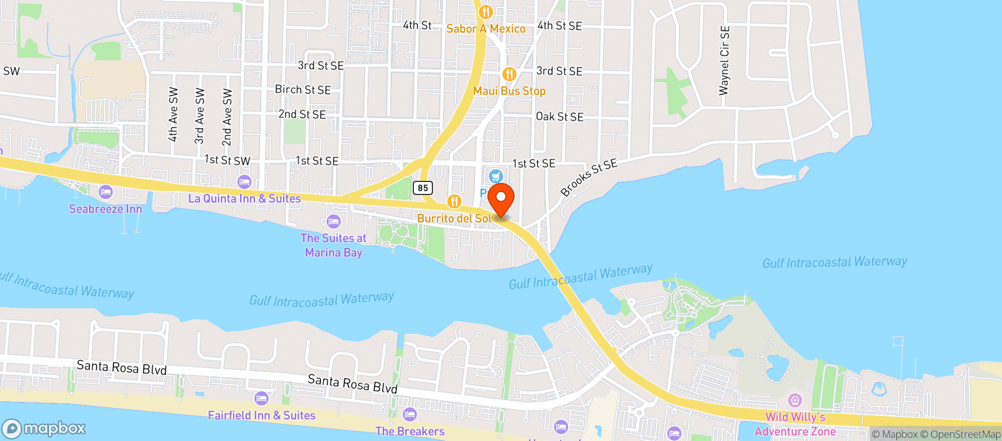 Map showing Beach Liquors