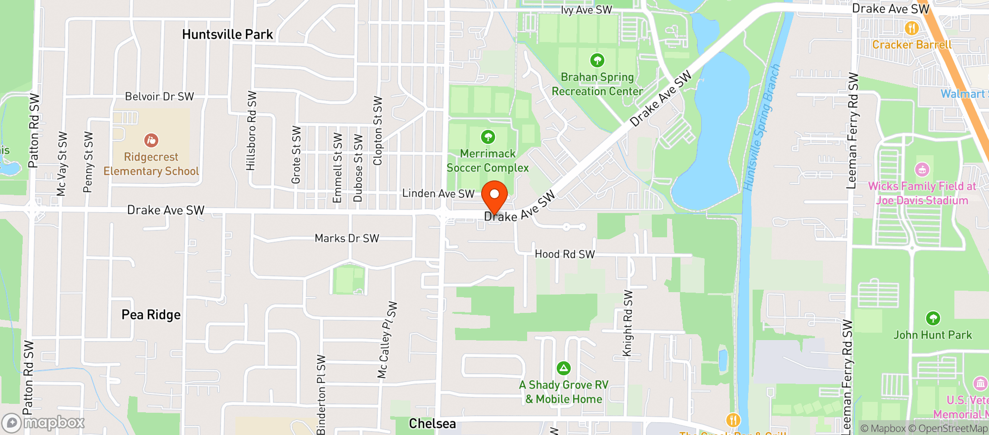 Map showing The Corner Store