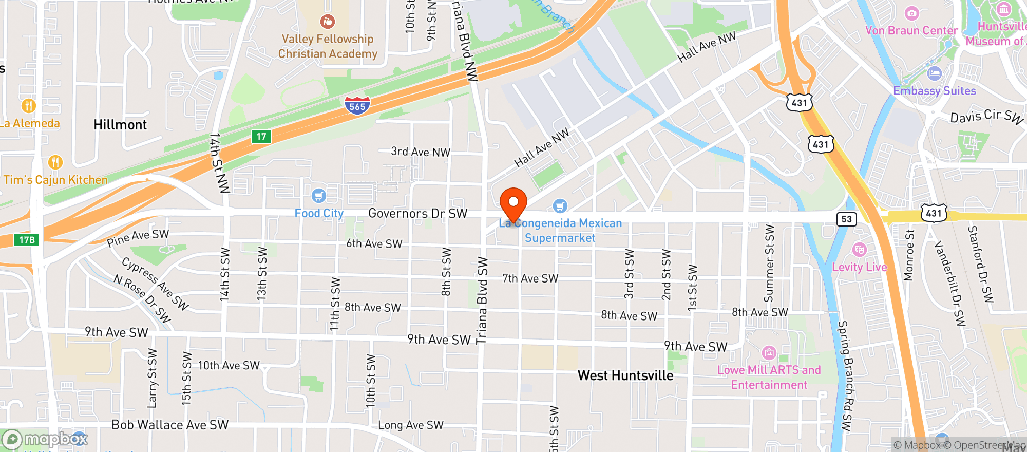 Map showing Bandito Burrito Company