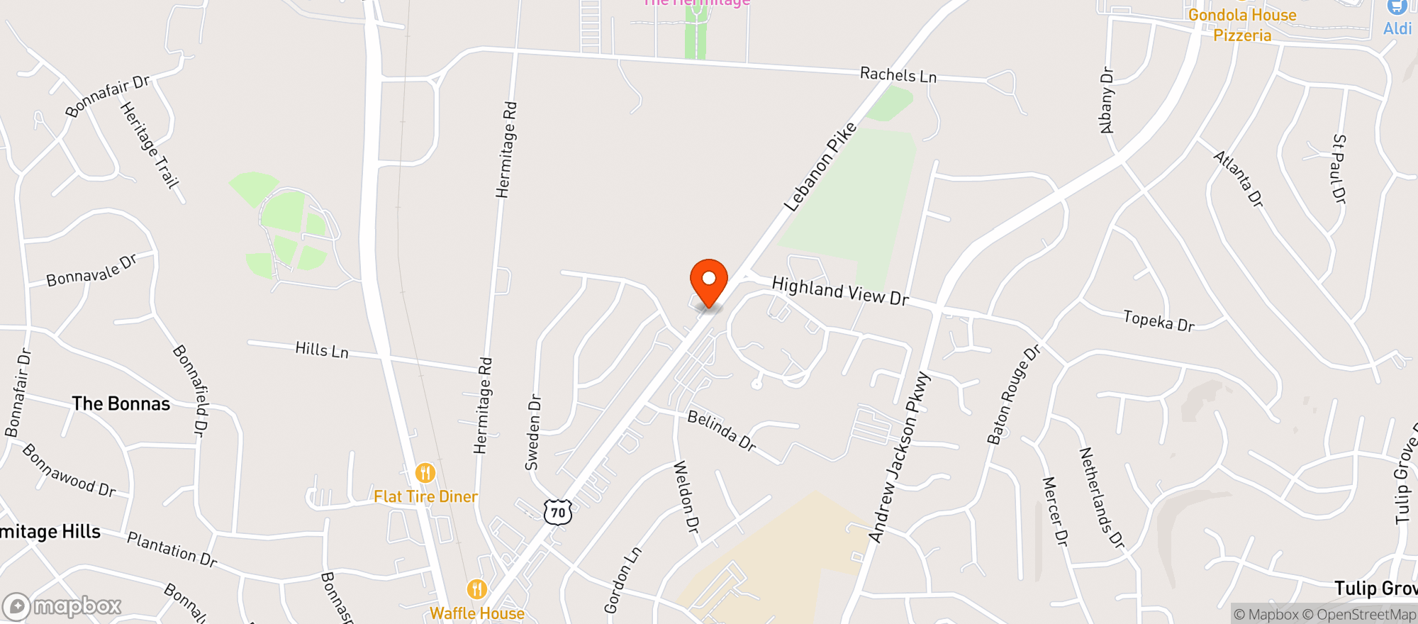 Map showing Hermitage Steak House