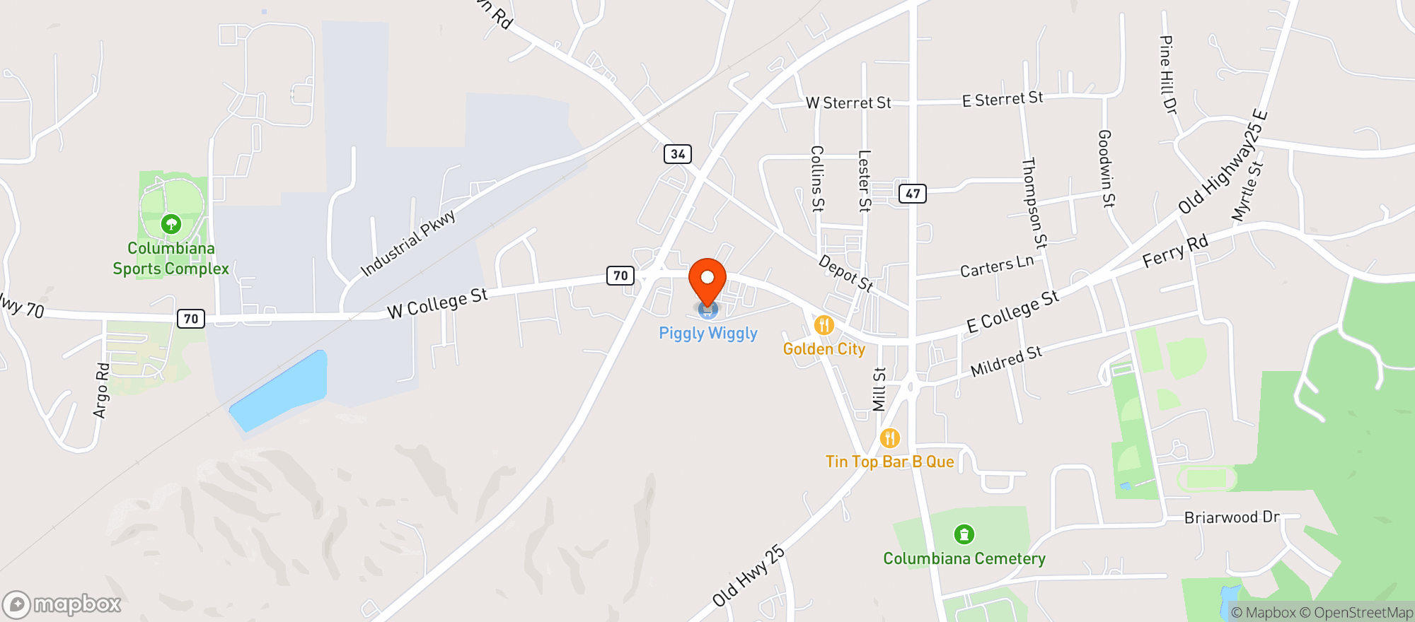 Map showing Piggly Wiggly