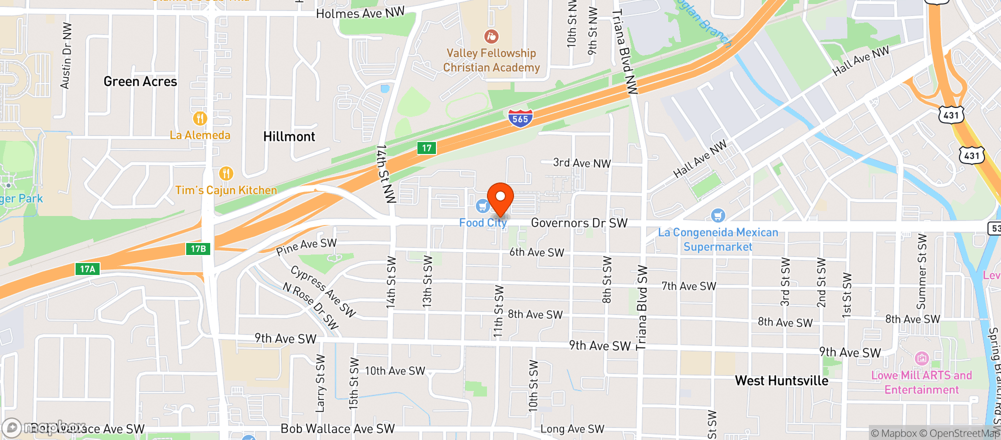 Map showing Food City