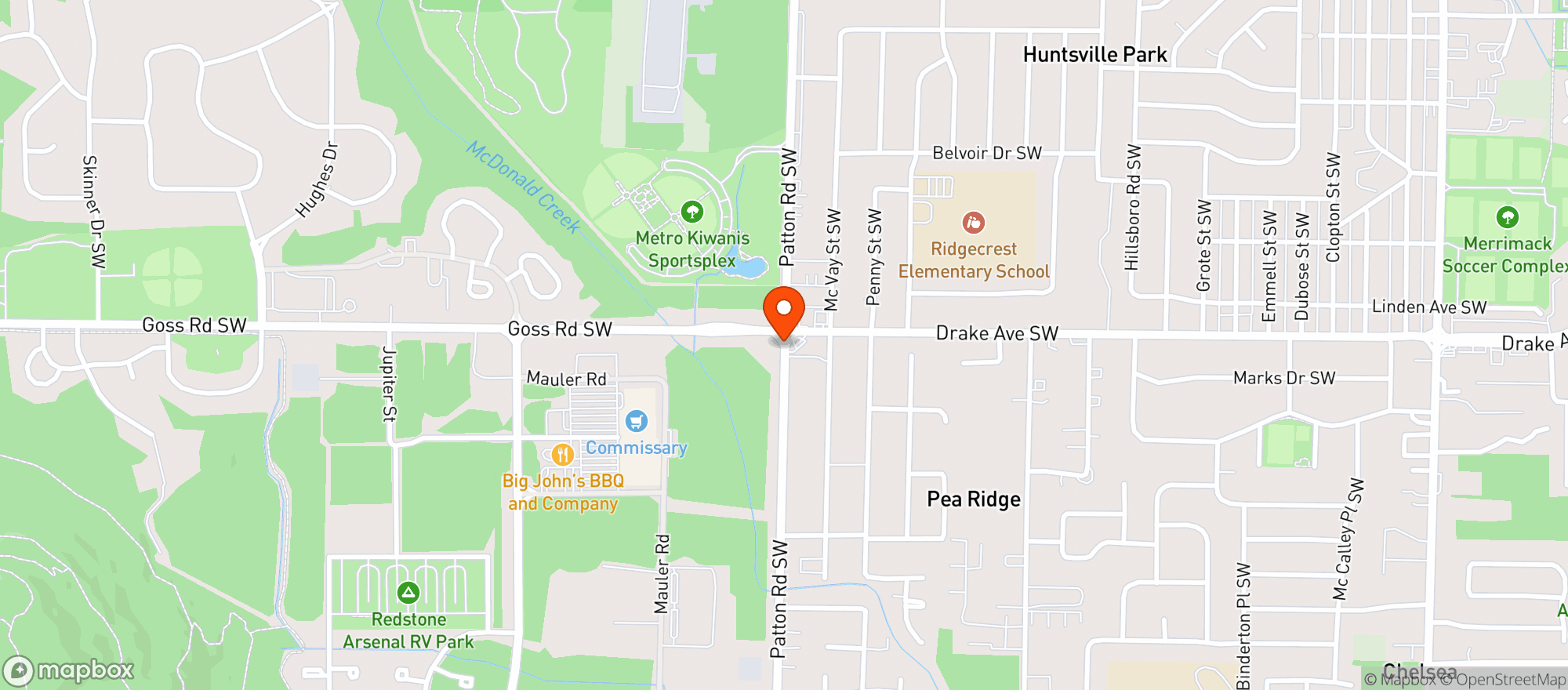 Map showing Redstone Food Mart