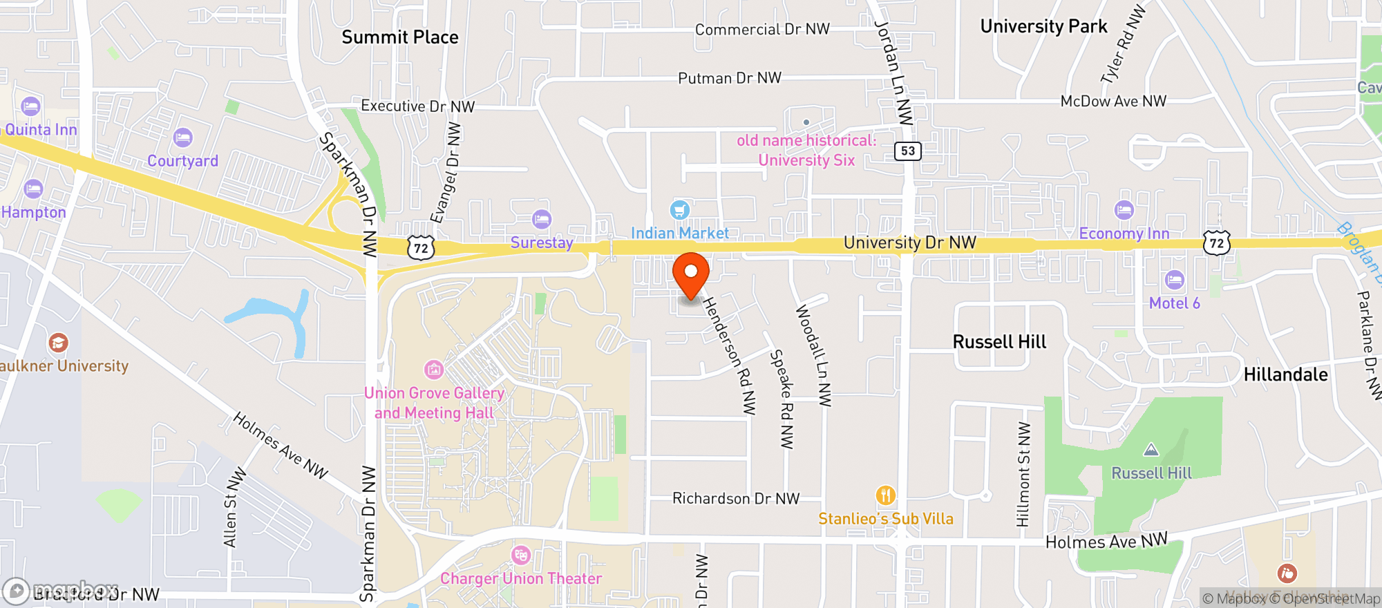 Map showing Door Dash