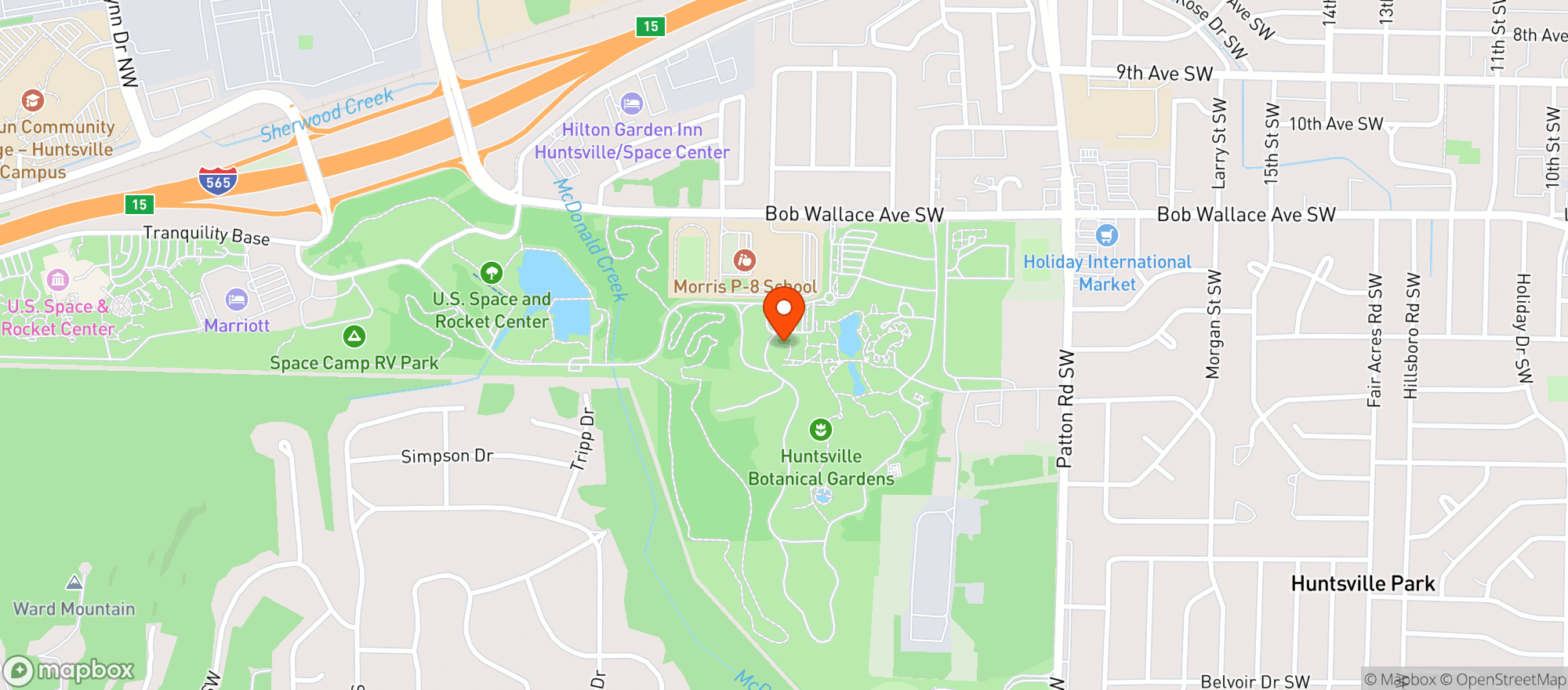 Map showing Botanical Gardens