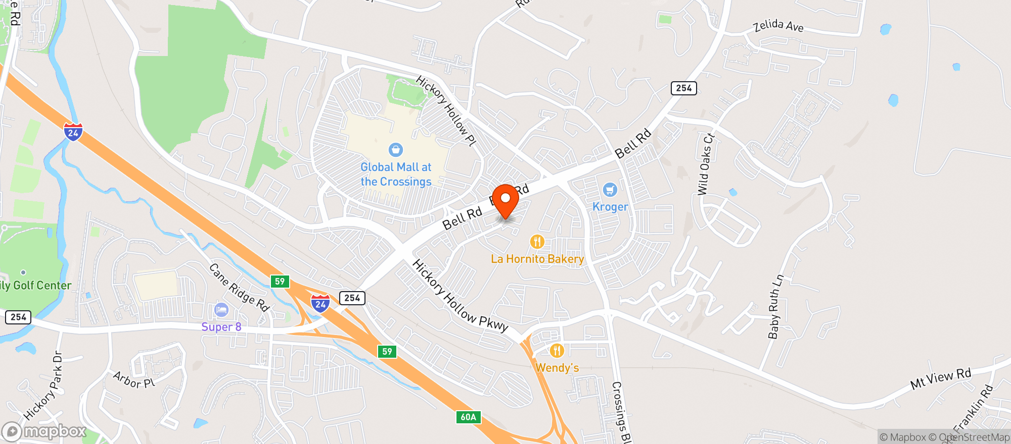 Map showing Hickory Hollow Wine & Liquors