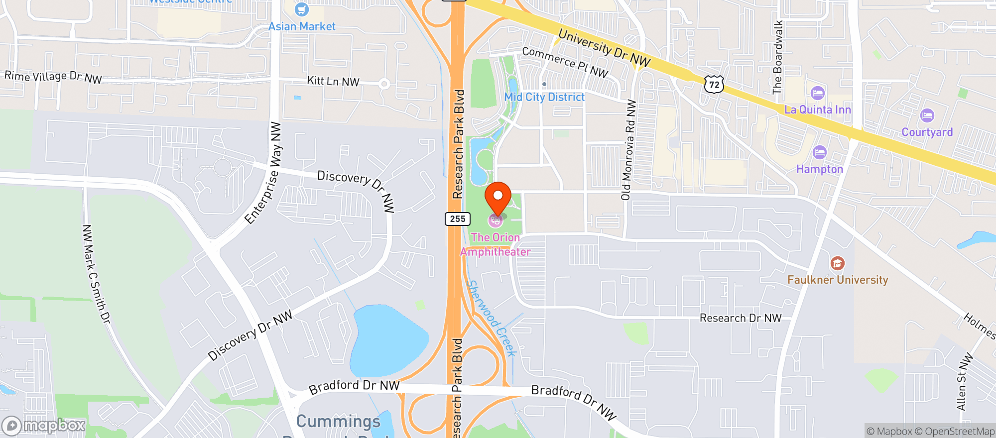 Map showing Orion Amphitheater