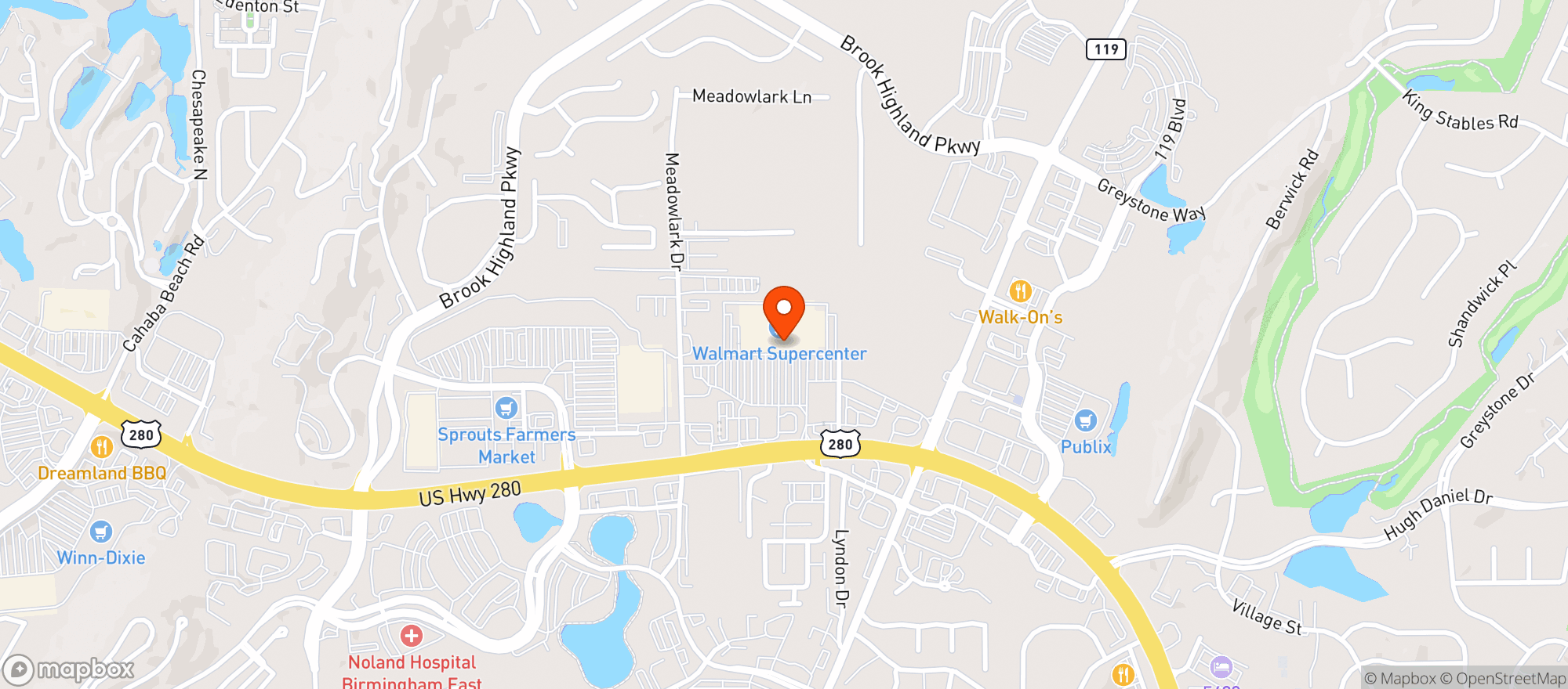 Map showing WALMART SUPERCENTER