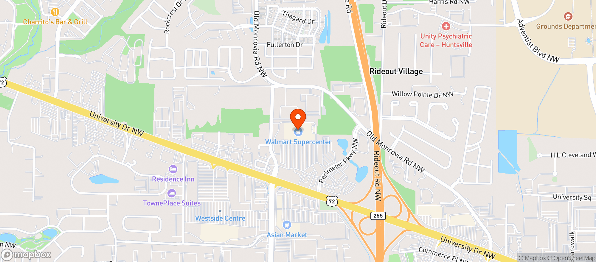 Map showing Walmart Supercenter #332