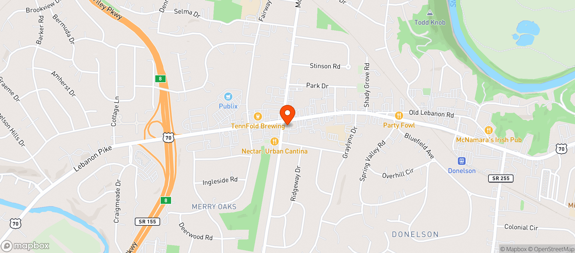 Map showing Donelson Liquors **Ftx**