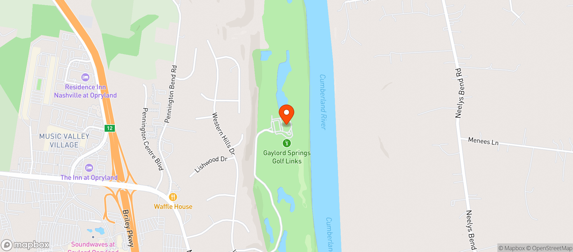 Map showing Gaylord Springs Golf Links