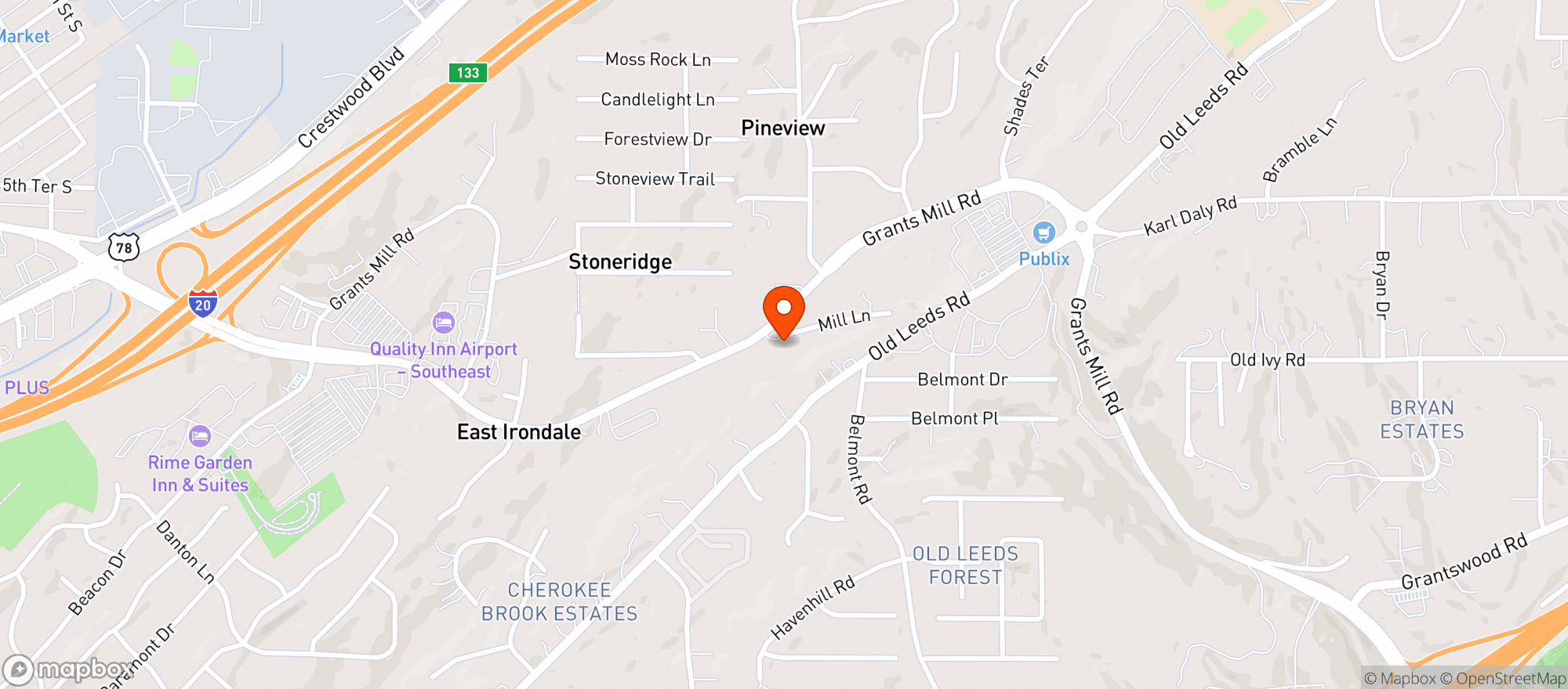Map showing Grants Mill Liquor