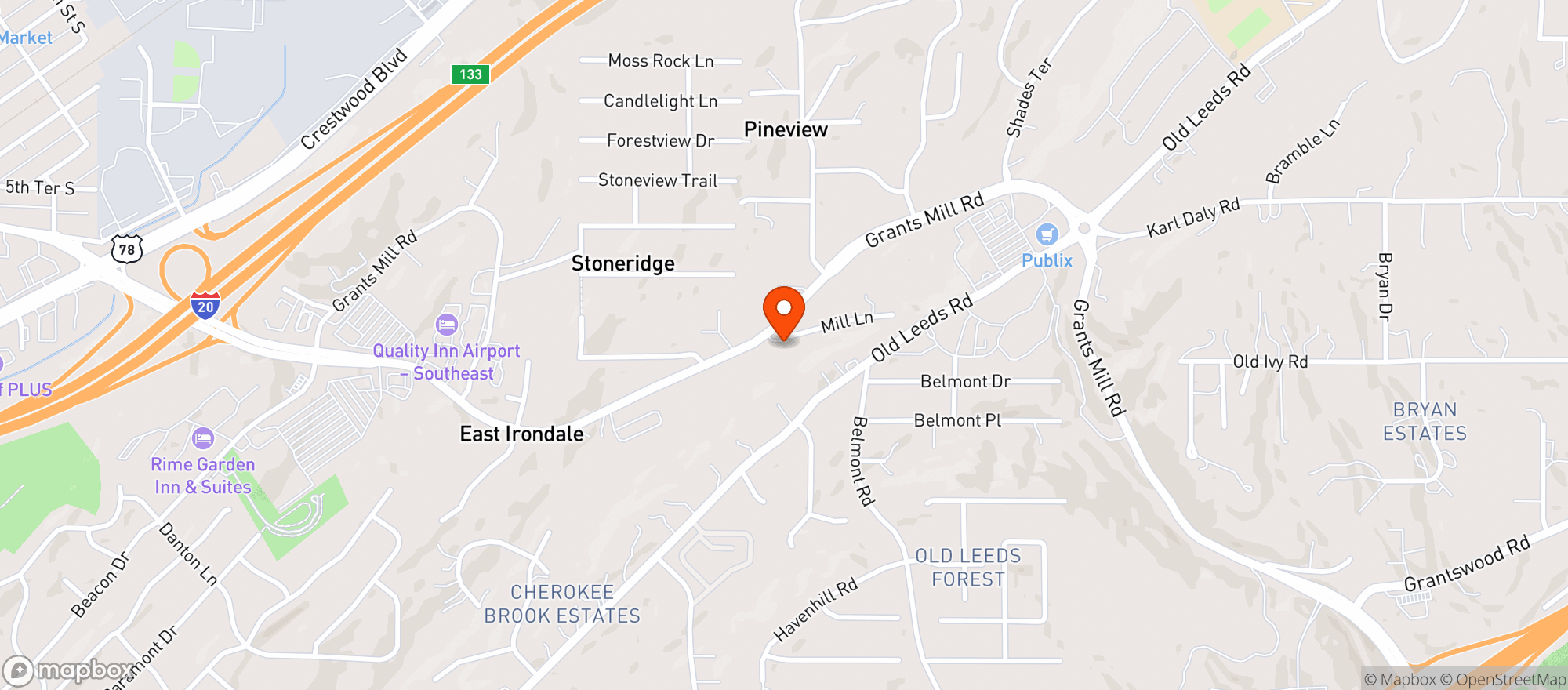 Map showing GRANTS MILL PACKAGE
