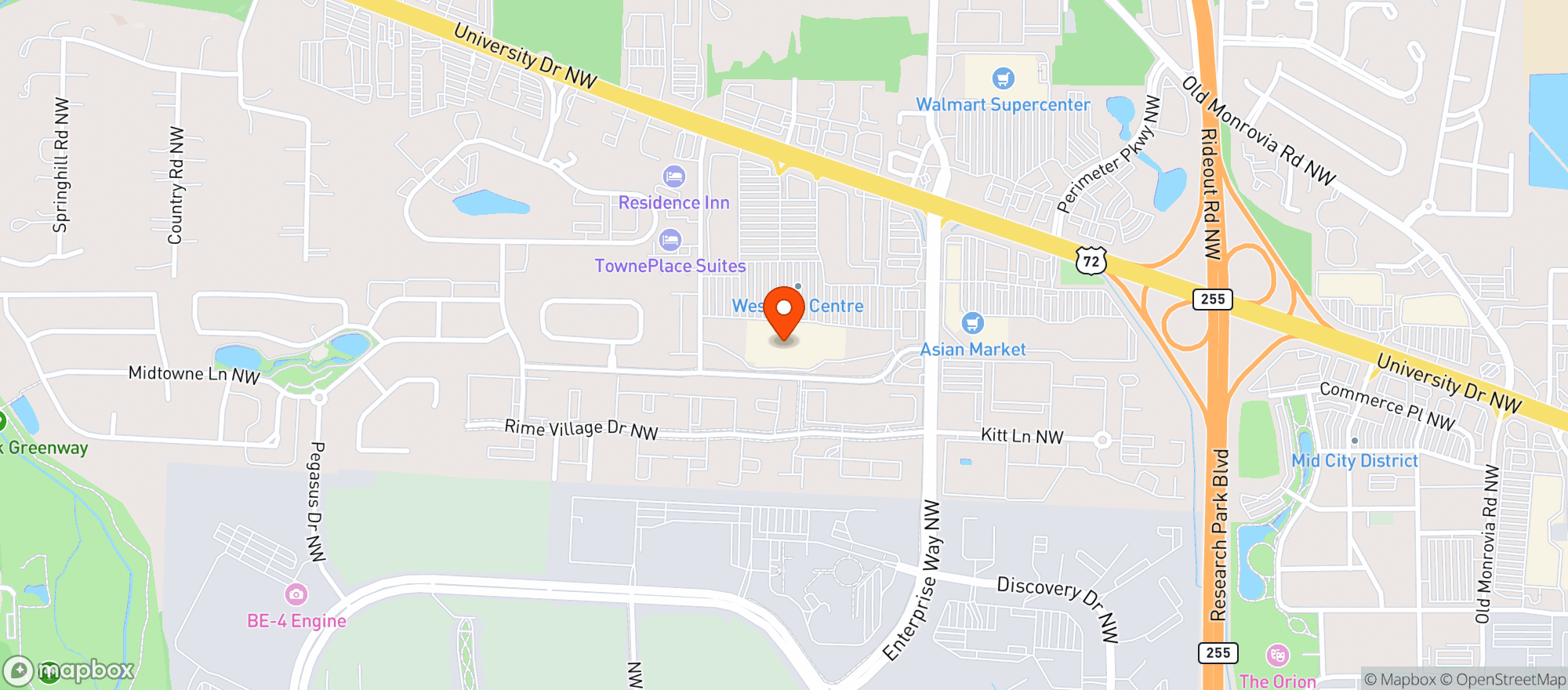 Map showing Vitamin Shoppe - Huntsville