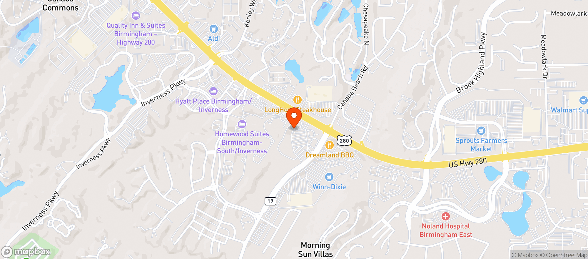 Map showing Casa Fiesta Mexican Grill