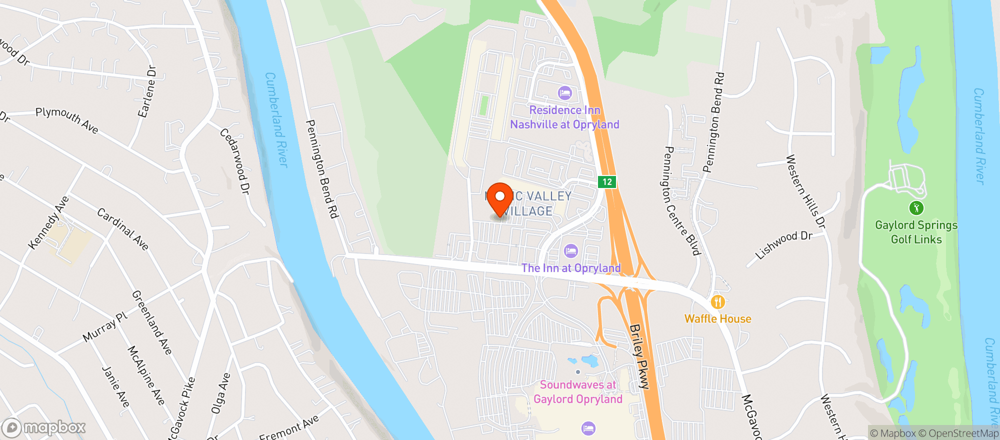 Map showing Music City Bar And Grill