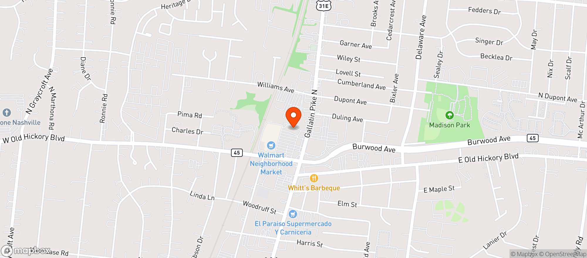 Map showing MADISON BEBERAGE WAREHOUSE