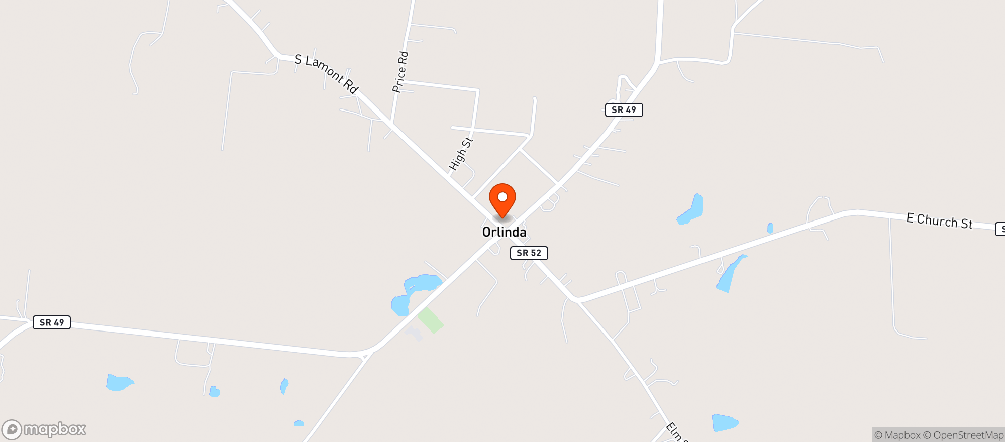 Map showing Orlinda General Store