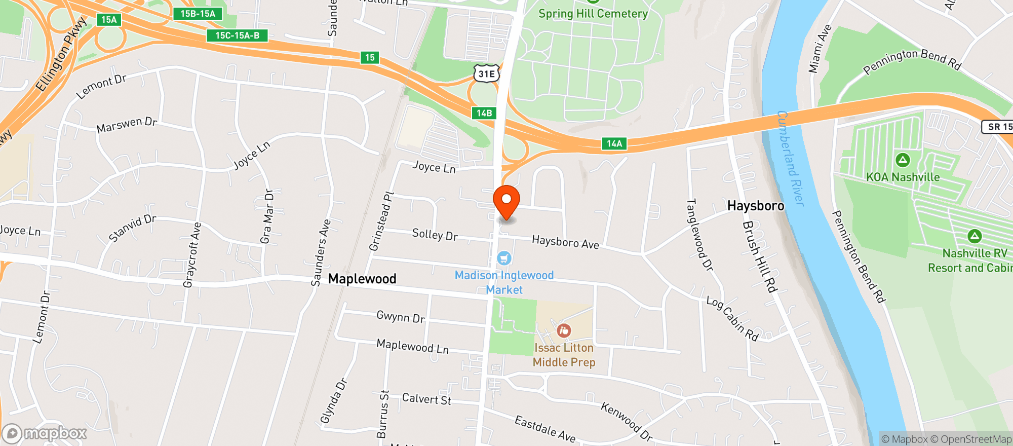 Map showing Gallatin Pike Shell