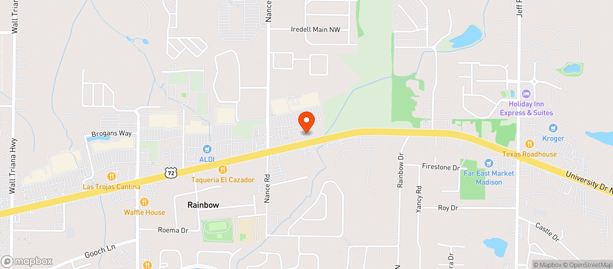 Map showing LIQUOR EXPRESS WEST