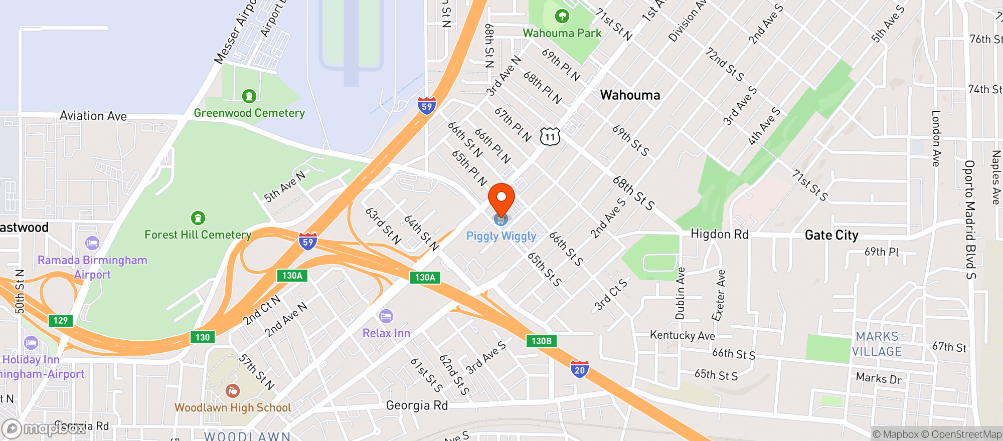 Map showing Piggly Wiggly