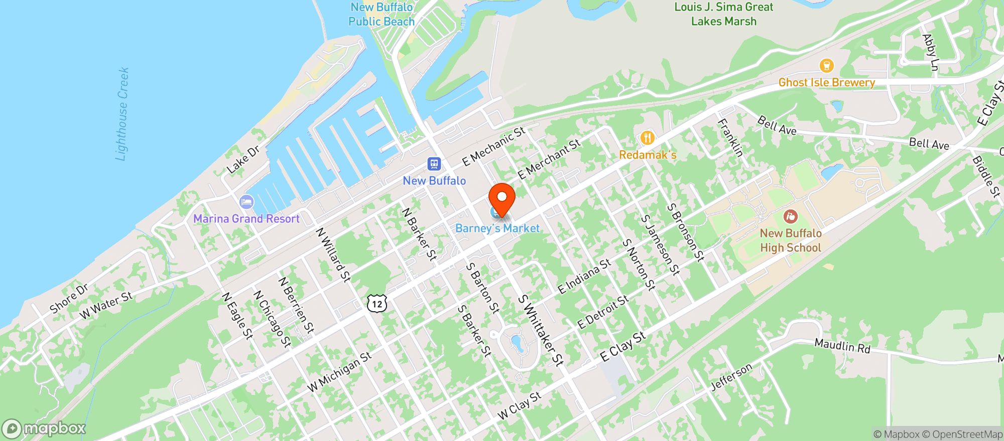 Map showing Barney's
