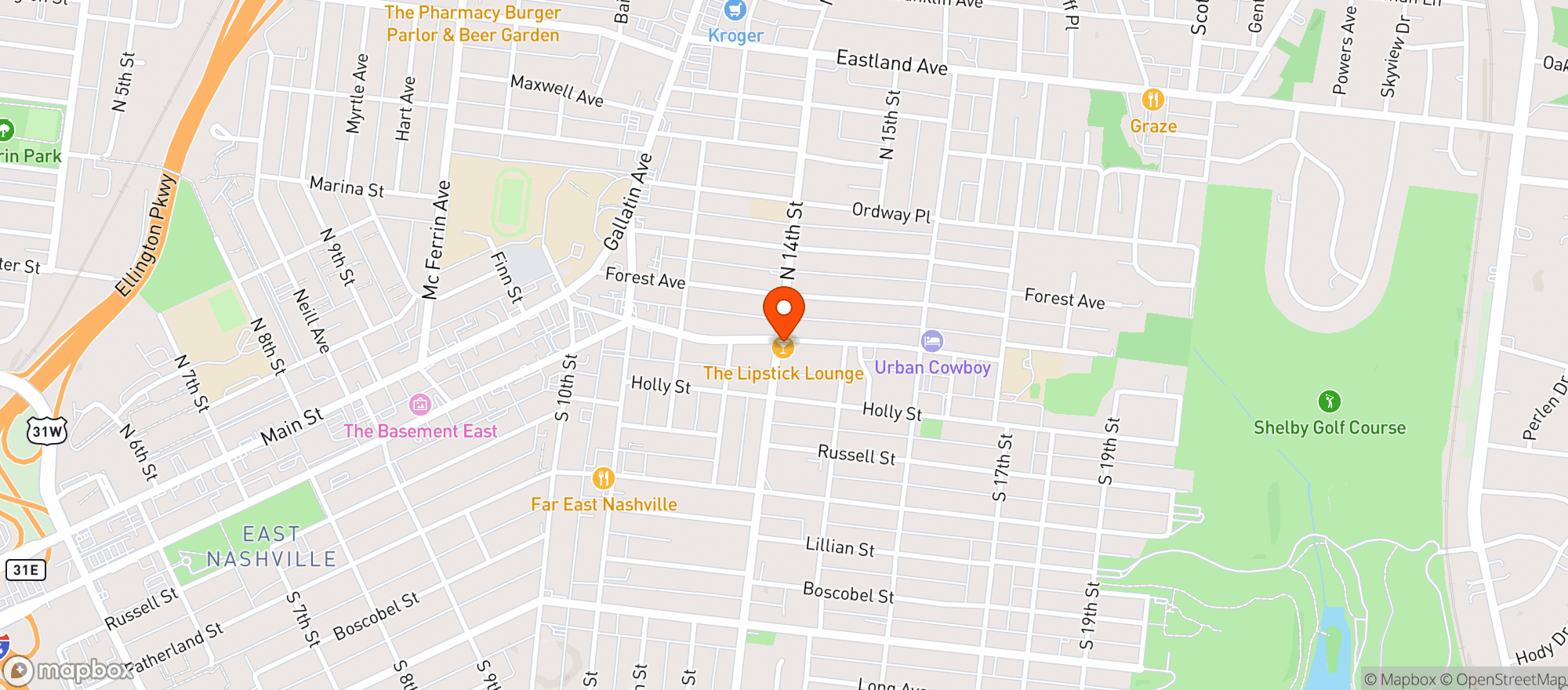 Map showing Lipstick Lounge