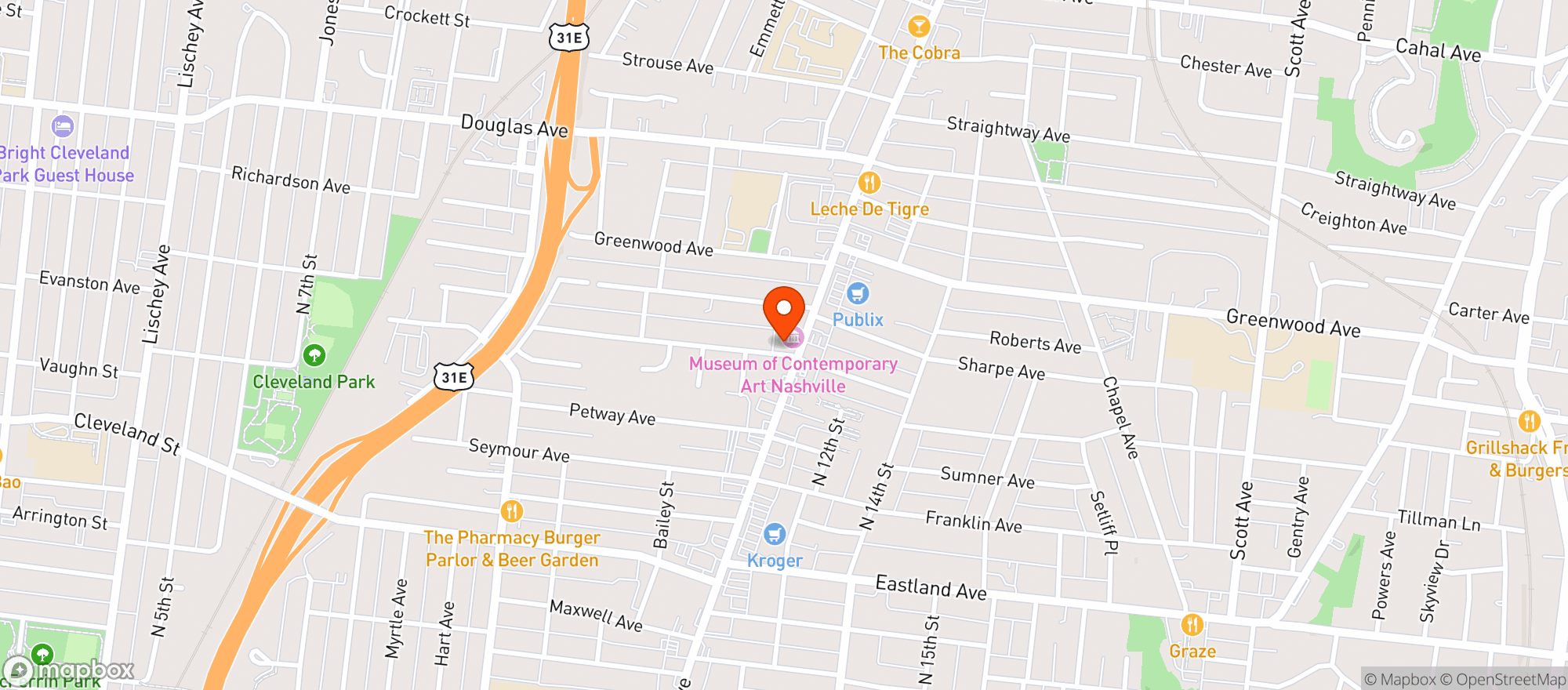 Map showing East Side Banh Mi